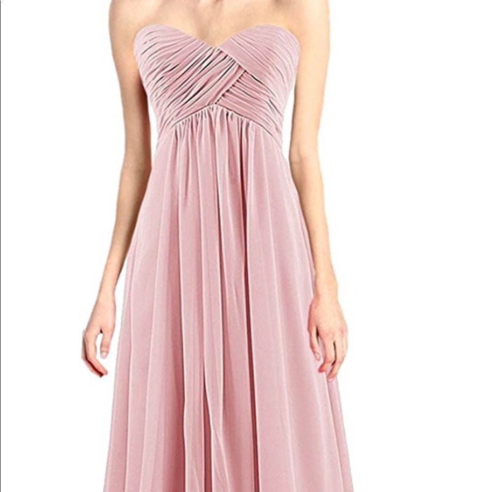 Blush Strapless Bridesmaids Dress